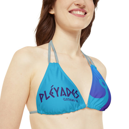 Turquoise Pléyades Strappy Bikini Set white