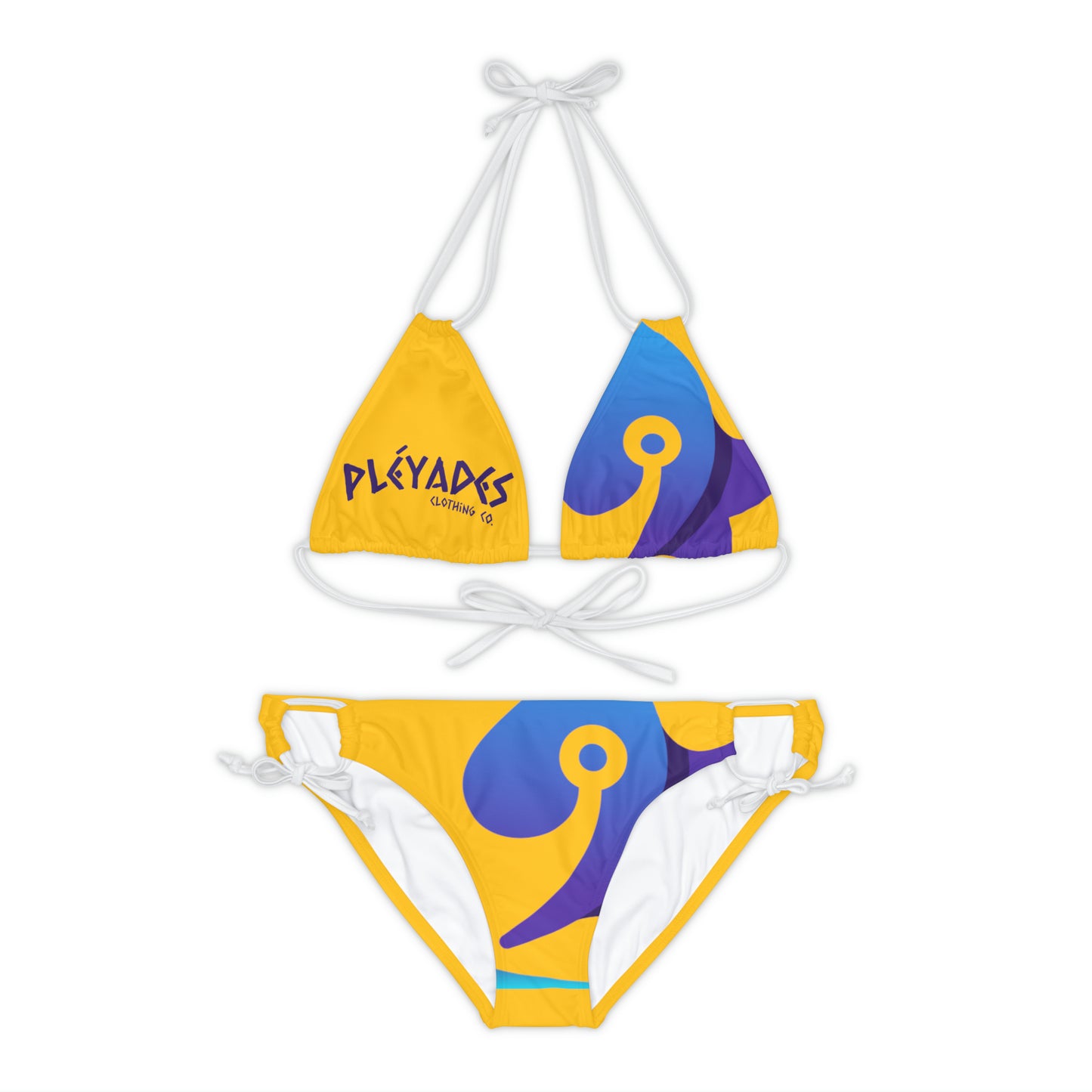 Yellow Pléyades Strappy Bikini Set white