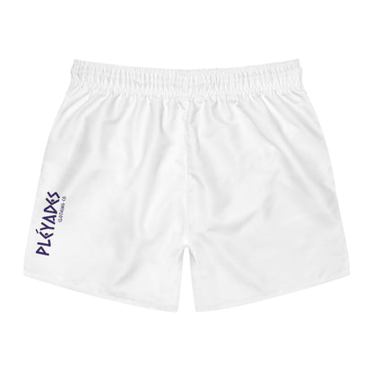 Pleyades White Small front logo Swim Trunks