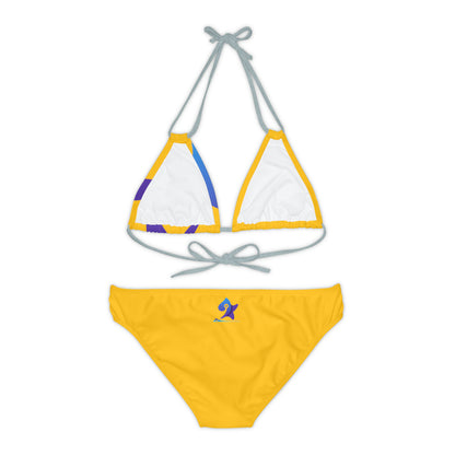 Yellow Pléyades Strappy Bikini Set white