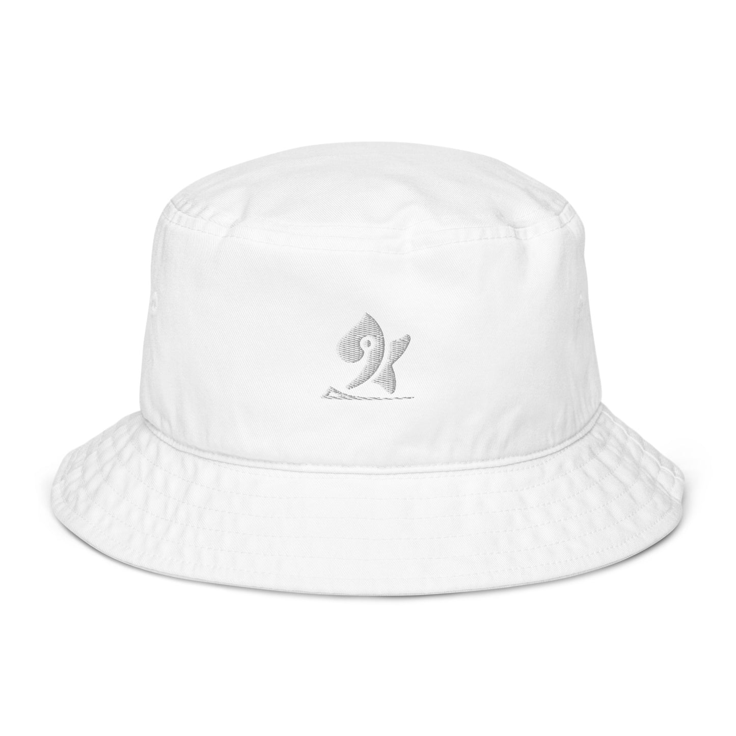 Pleyades white logo Organic bucket hat