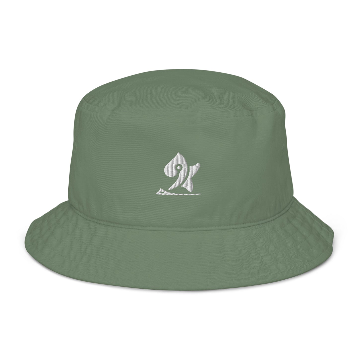 Pleyades white logo Organic bucket hat