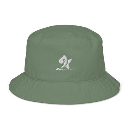 Pleyades white logo Organic bucket hat