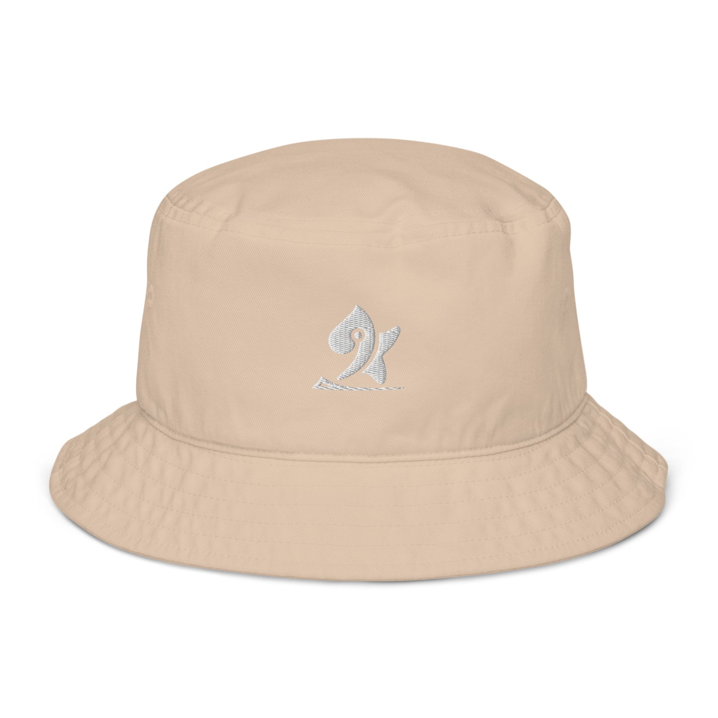 Pleyades white logo Organic bucket hat