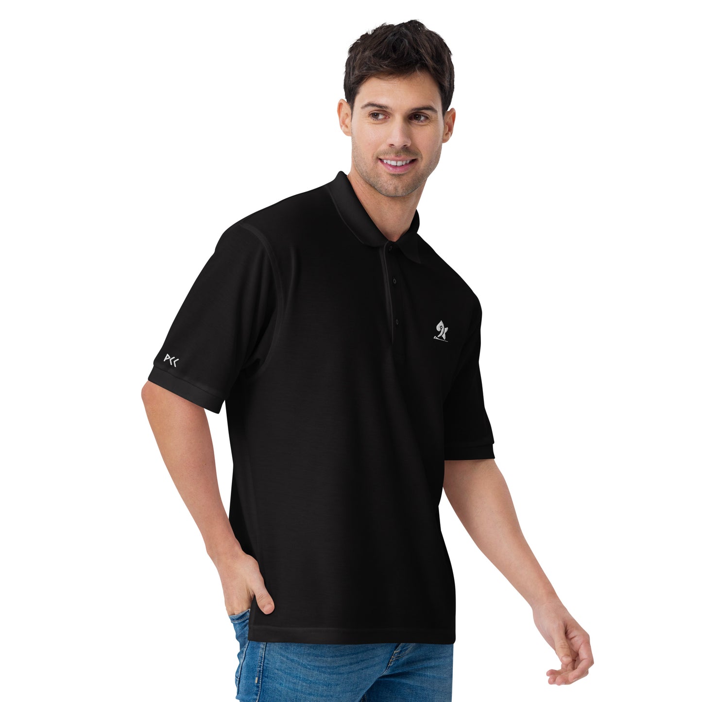 Pleyades White Logo Men's Premium Polo