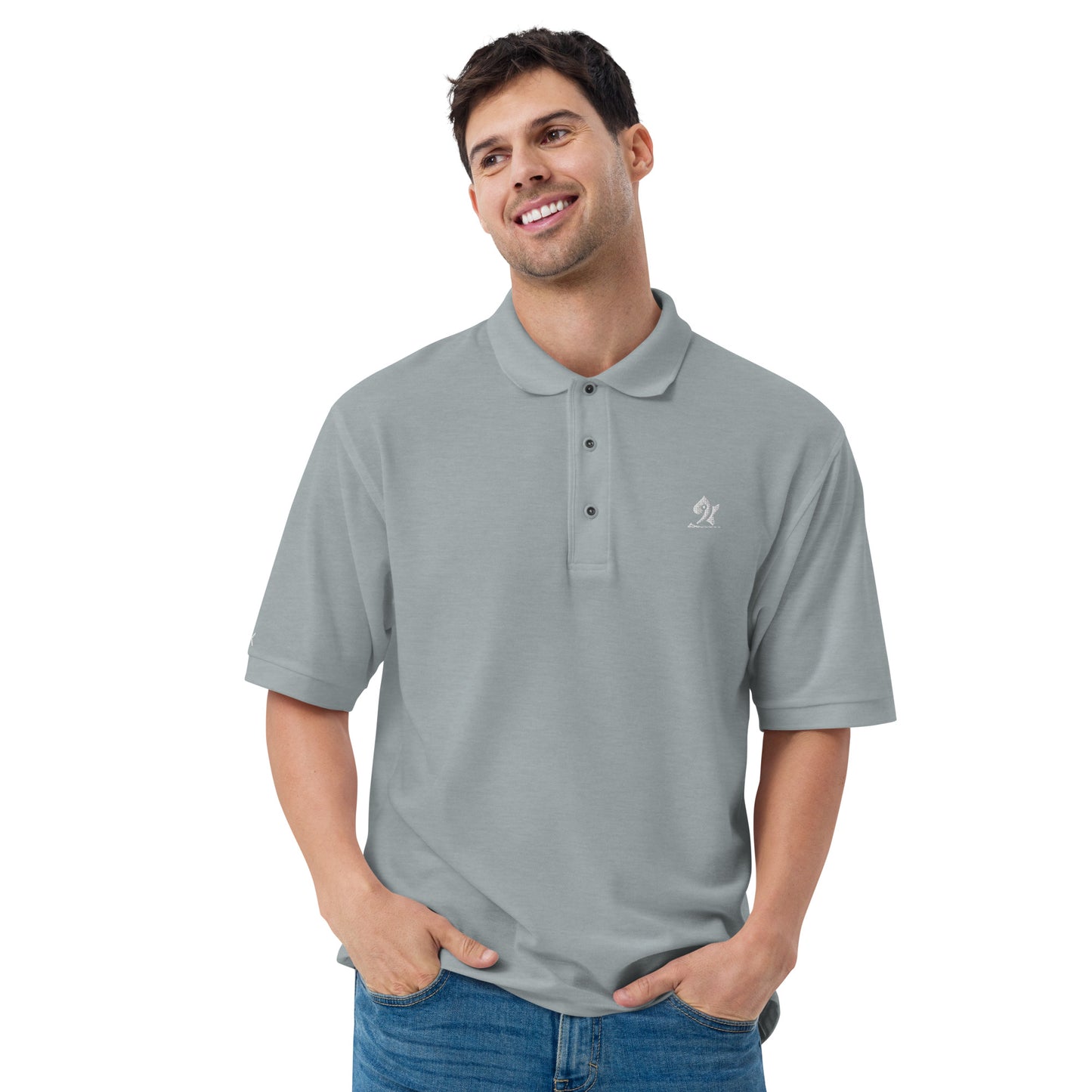 Pleyades White Logo Men's Premium Polo