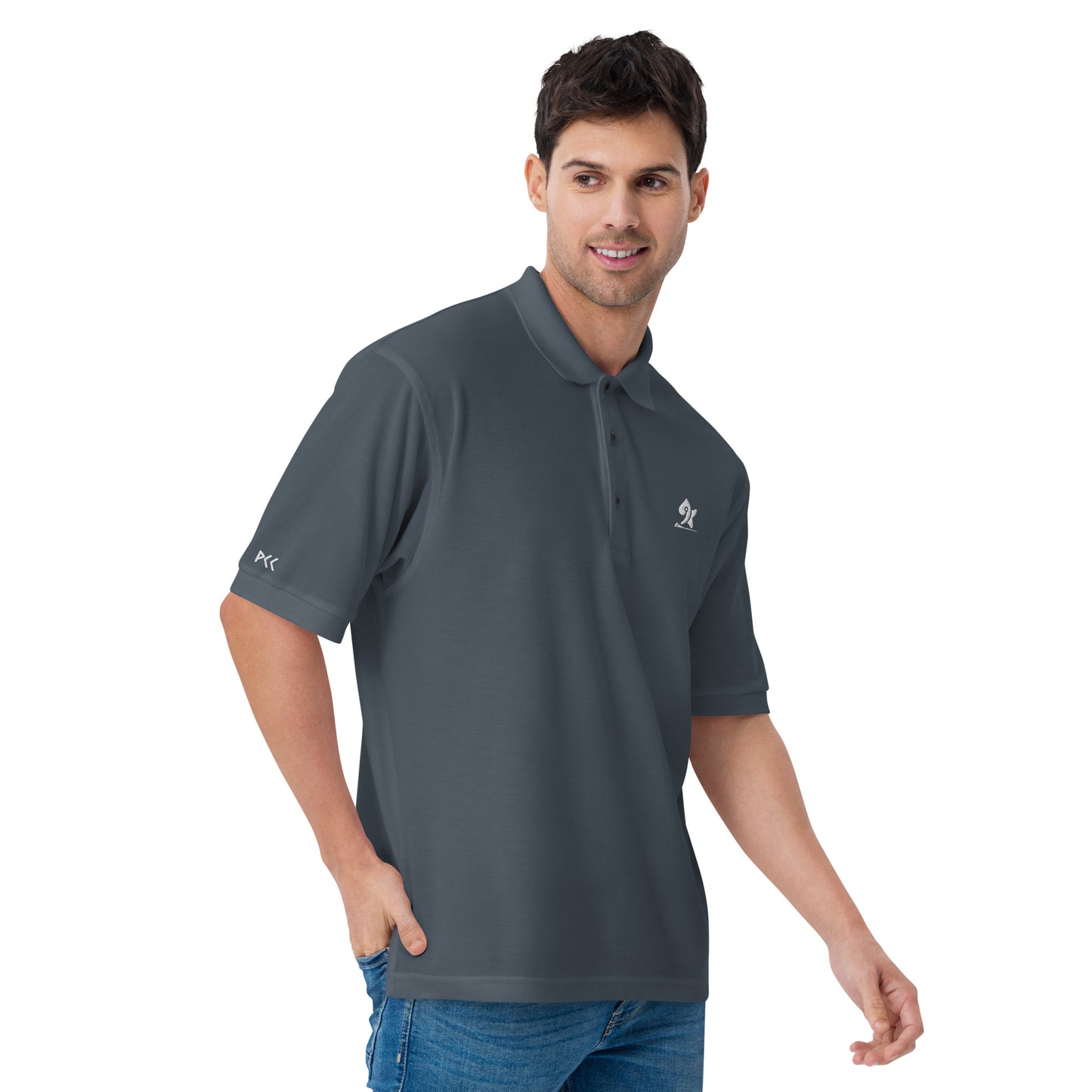 Pleyades White Logo Men's Premium Polo