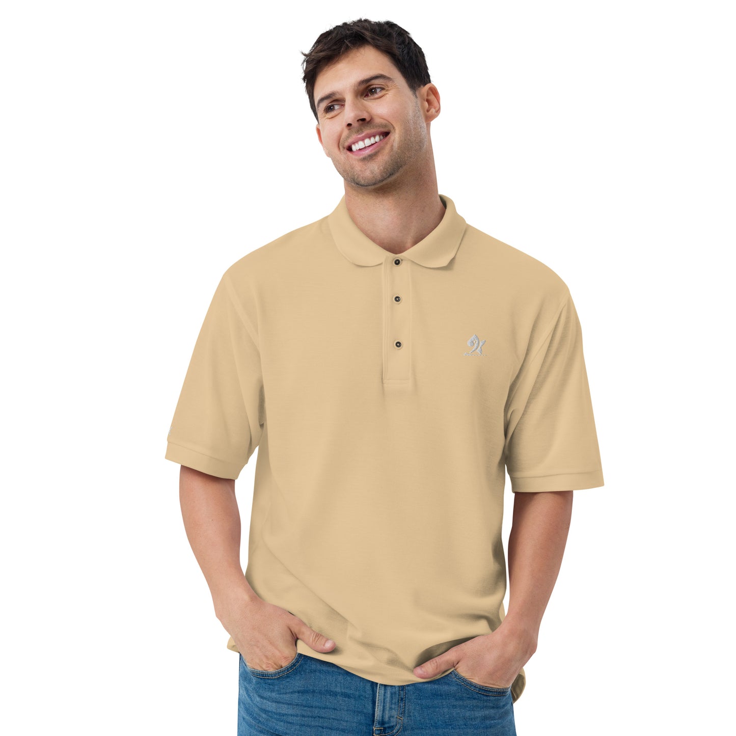 Pleyades White Logo Men's Premium Polo