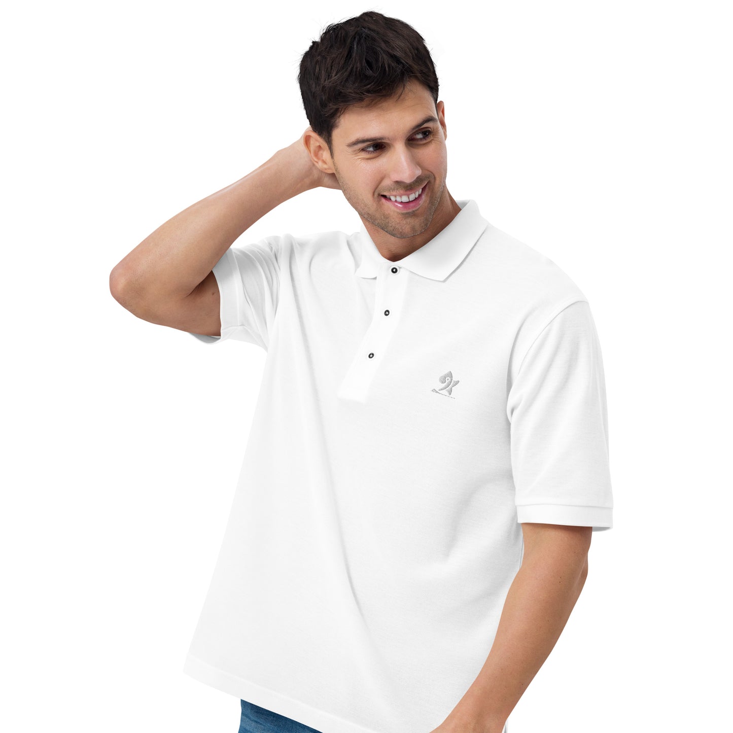 Pleyades White Logo Men's Premium Polo