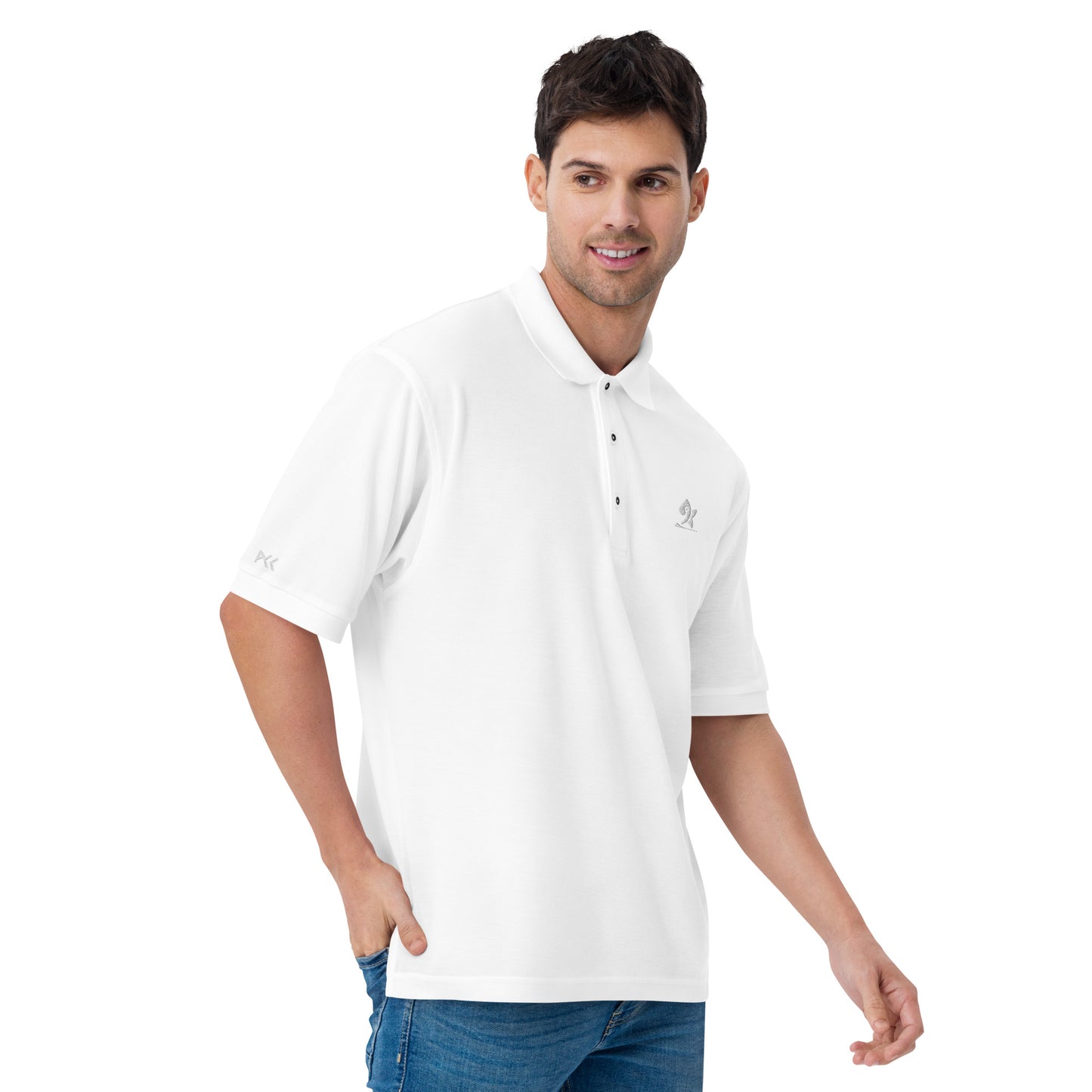 Pleyades White Logo Men's Premium Polo