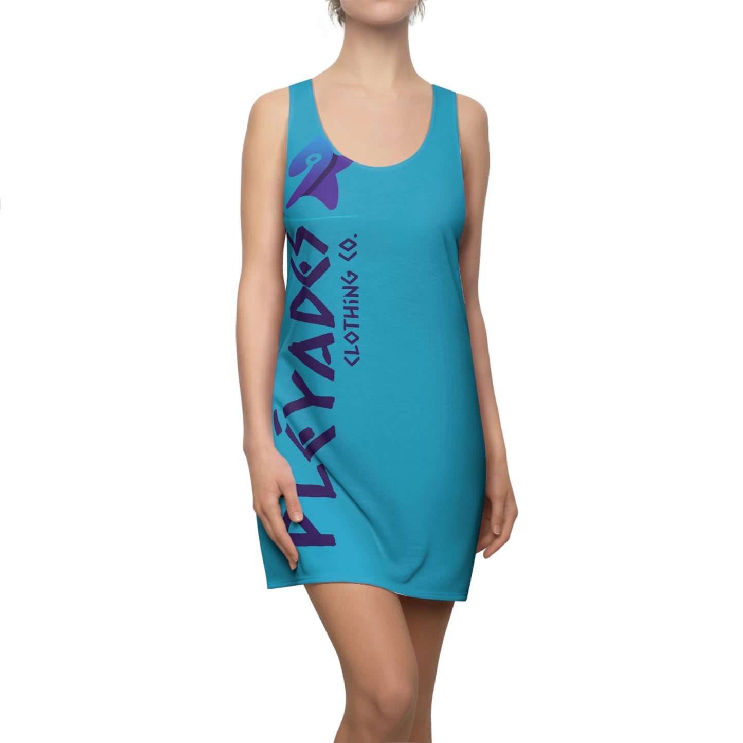 Turquoise Pléyades Women's Cut & Sew Racerback Dress