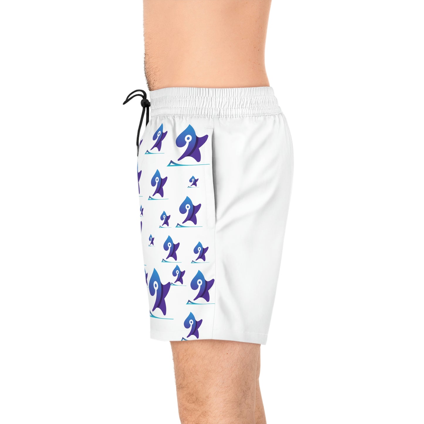 White Men's Mid-Length Swim Shorts