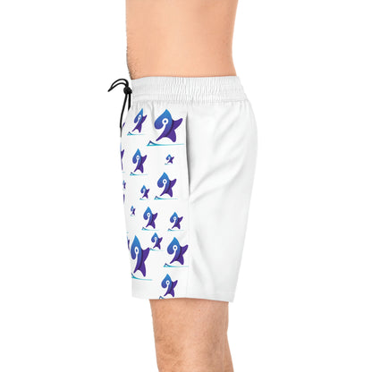 White Men's Mid-Length Swim Shorts