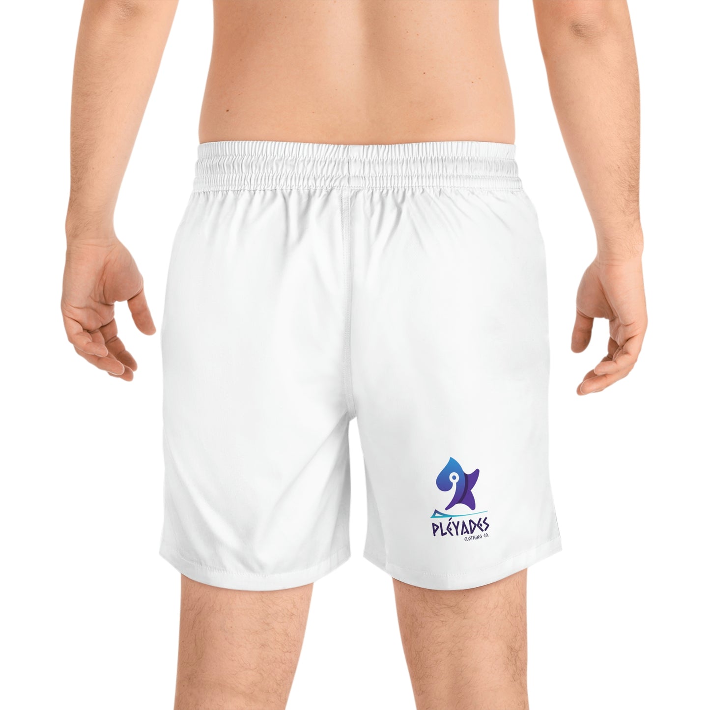White Men's Mid-Length Swim Shorts