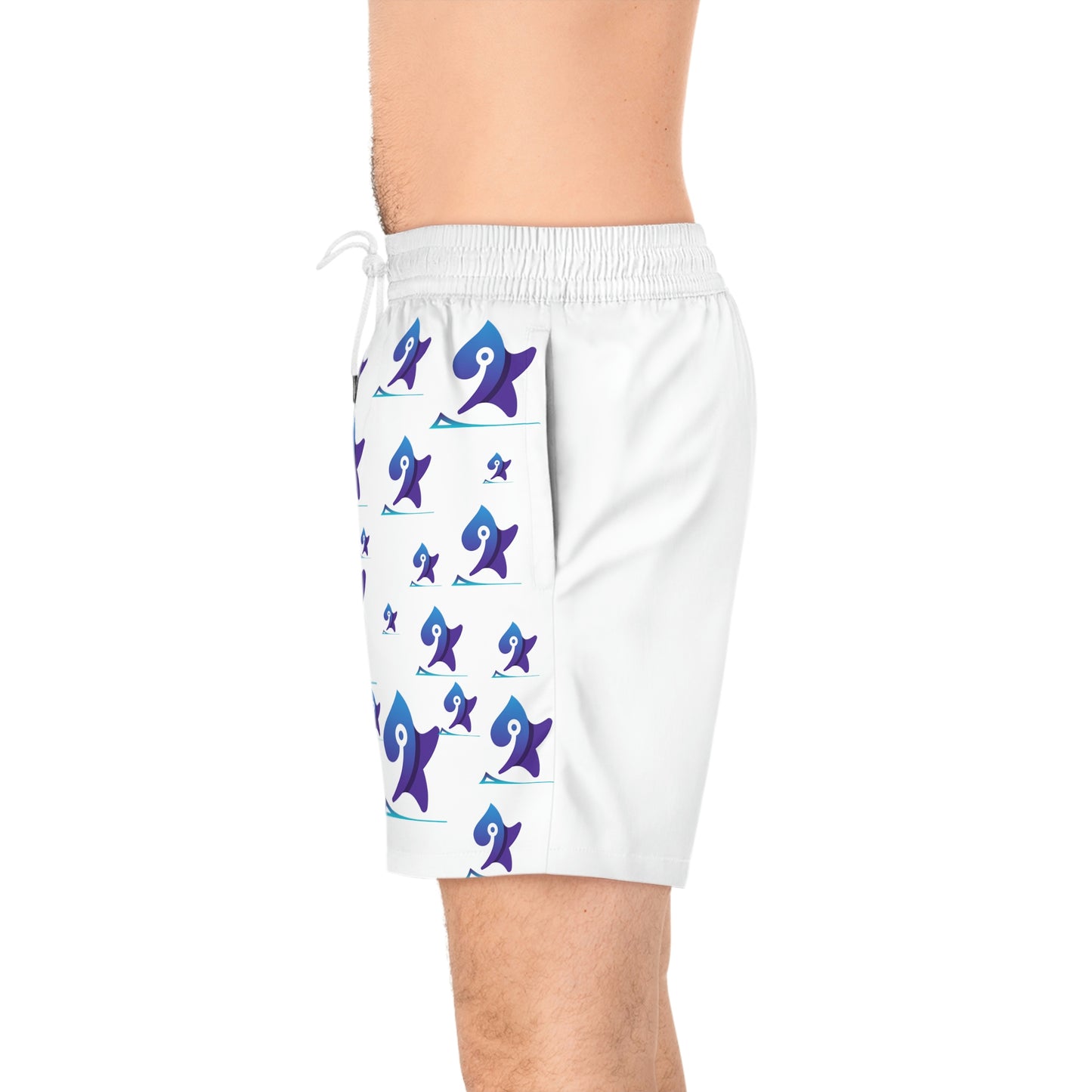 White Men's Mid-Length Swim Shorts