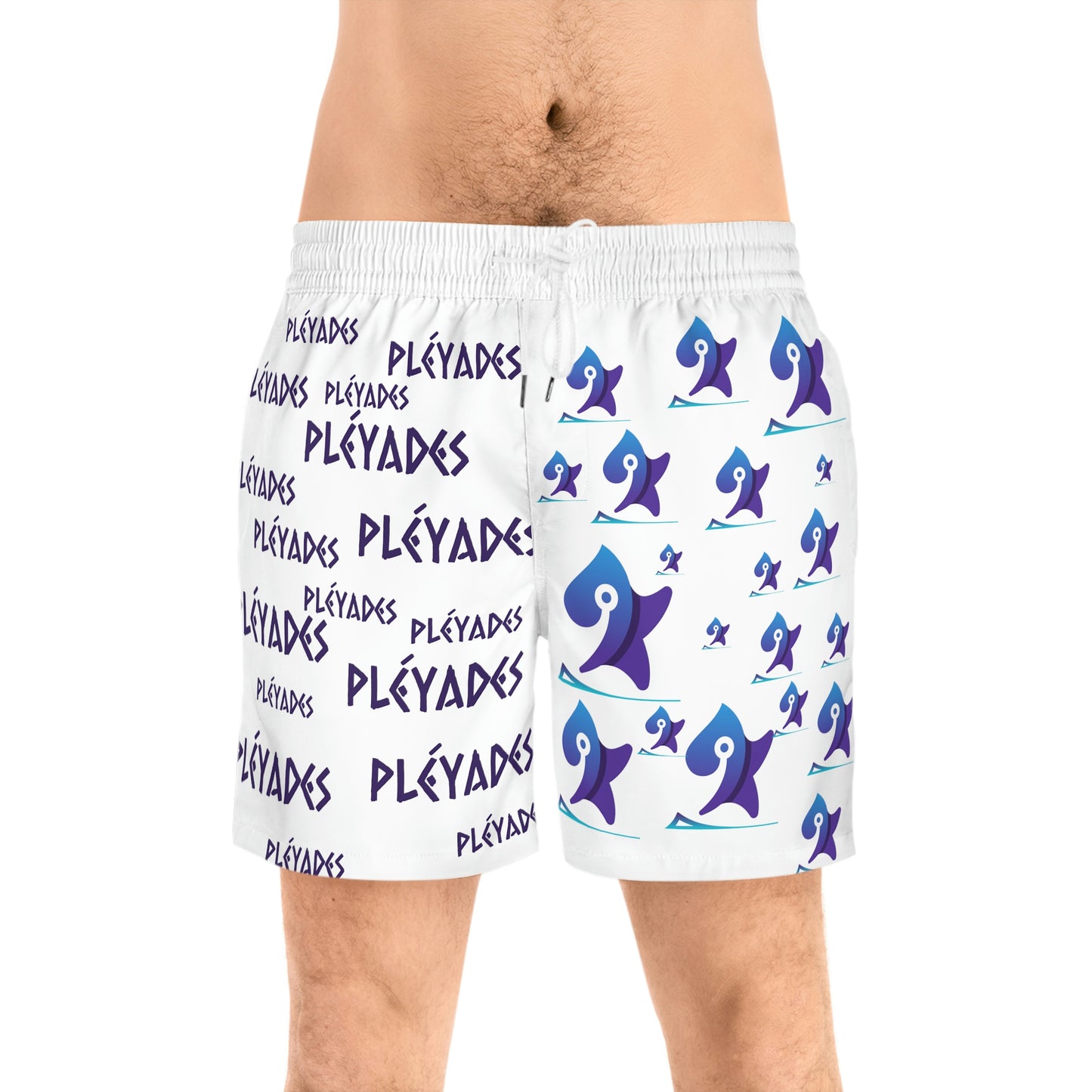 White Men's Mid-Length Swim Shorts